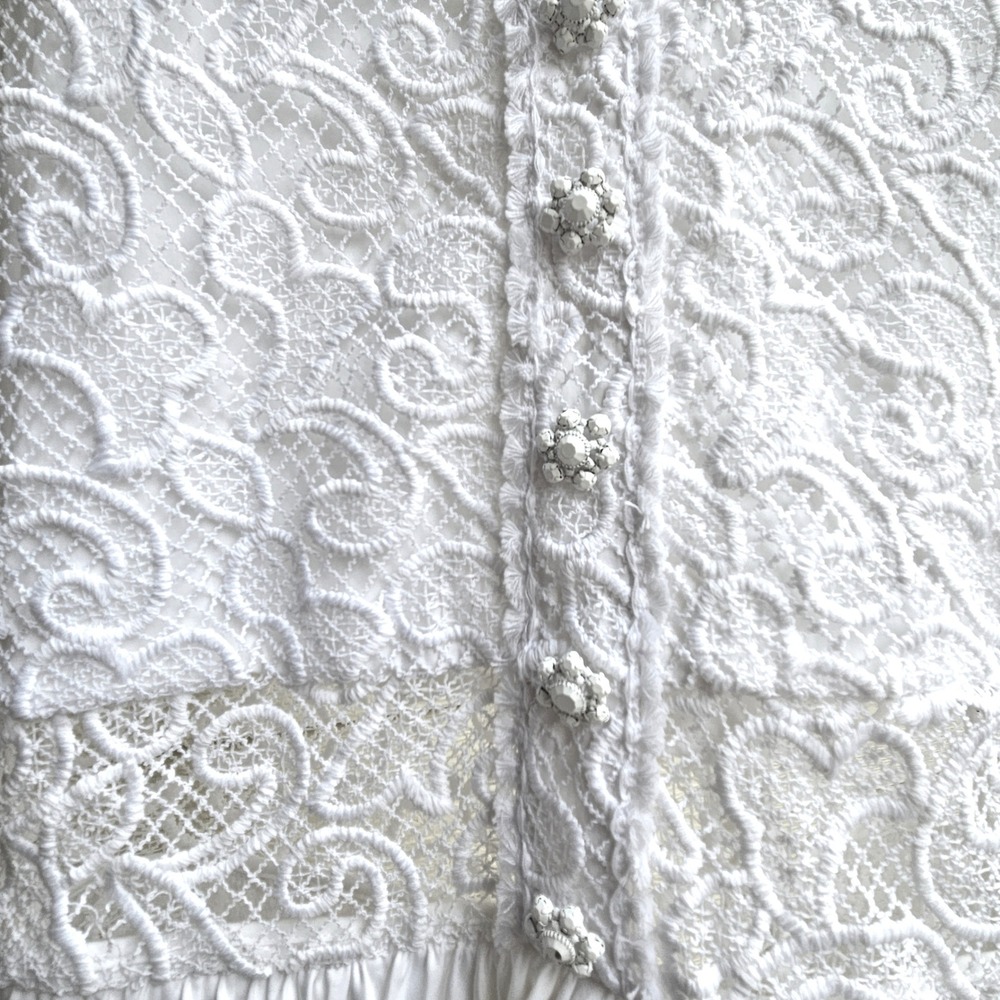 ALEXIS Lyssa Tiered Skirt Dress White Lace Bridal Size Small Wedding Coquette - Picture 6 of 16